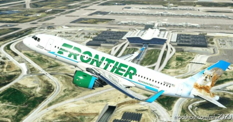 MSFS 2020 A32NX Livery Mod: Frontier Airlines(Sammy The Squirrel)N232Fr 8K (Featured)