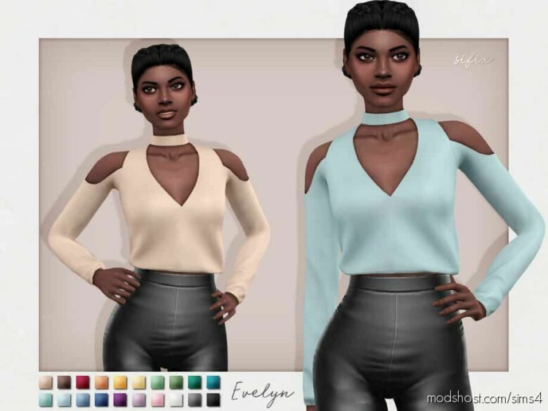 Sims 4 Clothes Mod: Evelyn TOP (Featured)