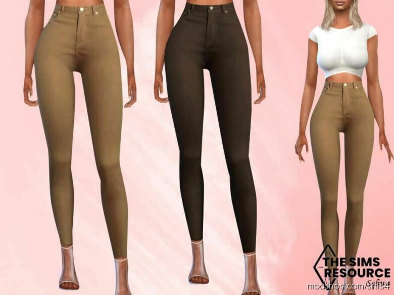 Sims 4 Clothing Mod: Creme High Waist Pants (Featured)