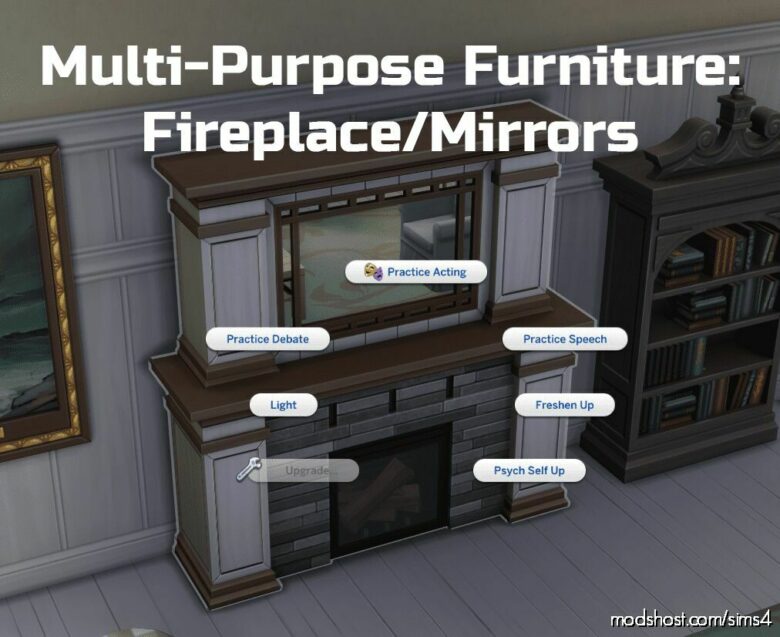 Sims 4 Mod: Multi-Purpose Furniture: Fireplace/Mirrors (Featured)