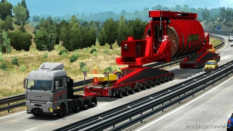 ETS2 Trailer Mod: Oversize Convoi Industrial Cable Reel V1.01 1.42 (Featured)