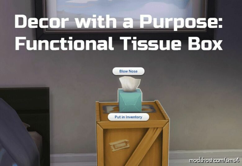 Sims 4 Object Mod: Decor With A Purpose: Functional Tissue BOX (Featured)