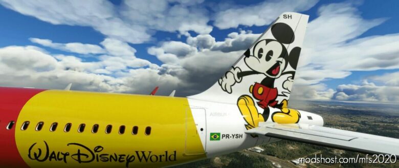 MSFS 2020 A32NX Livery Mod: A32NX FBW Mickey Mouse NAS Nuvens – Pr-Ysh V1.2 (Featured)