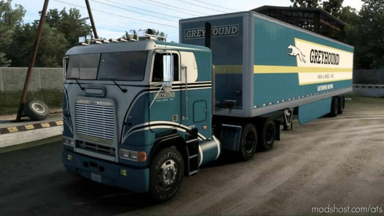 ATS Freightliner Skin Mod: Reyhound VAN Lines Trucks And Trailer Paintjob (Featured)