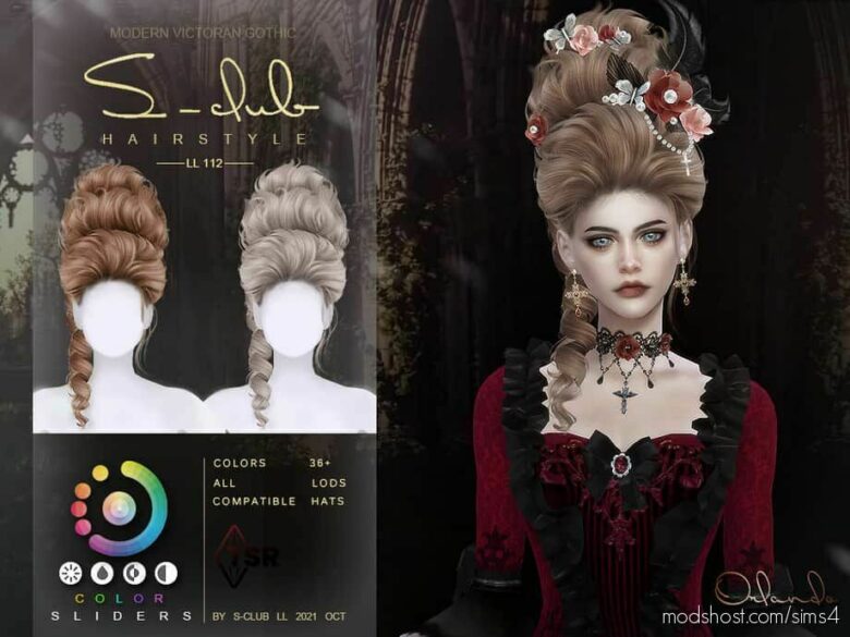 Sims 4 Mod: Modern Victorian Gothic Curly Hair Buns (Featured)