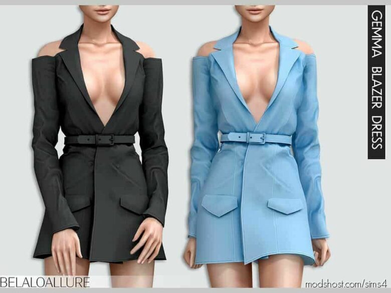 Sims 4 Female Clothes Mod: Gemma Blazer Dress (Featured)