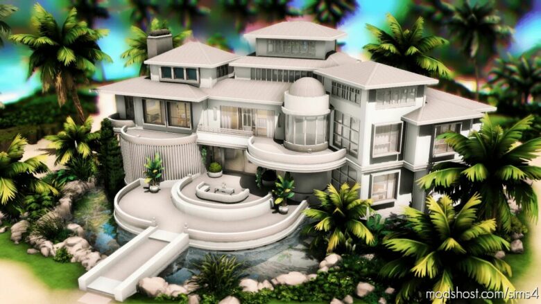 Sims 4 House Mod: Modern Paradisiac Mansion – NO CC (Featured)