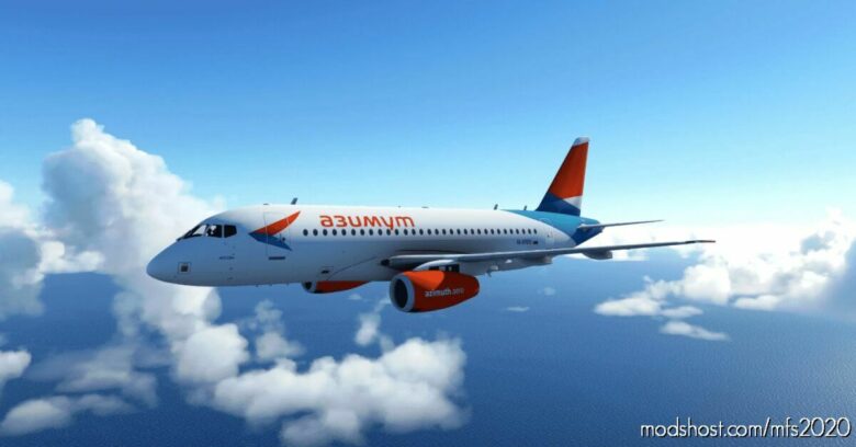 MSFS 2020 8K Livery Mod: Sukhoi Superjet 100 Azimoth Airlines 8K (Featured)