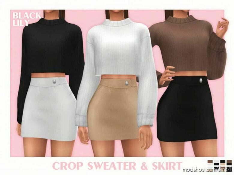 Sims 4 Adult Clothing Mod: Crop Sweater & Skirt (Featured)