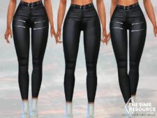 Sims 4 Female Clothes Mod: TWO Style Black Leather Pants (Featured)