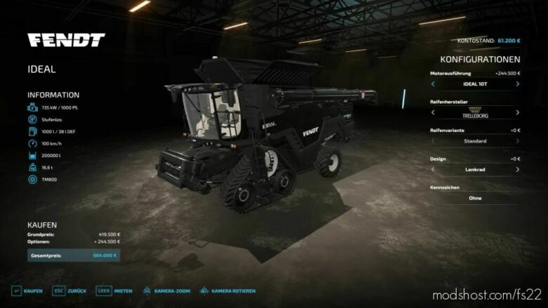 FS22 Fendt Combine Mod: Ideal Tuning (Featured)