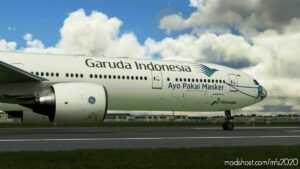 MSFS 2020 B777-300 Livery Mod: CS 777-300 Garuda (Masker) | 8K (Image #2)