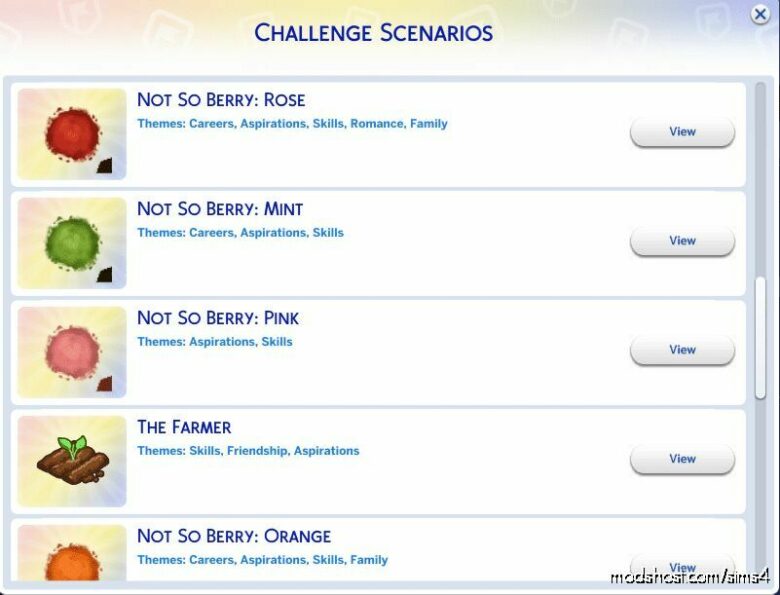 Sims 4 Mod: NOT SO Berry Challenge Scenarios (Featured)