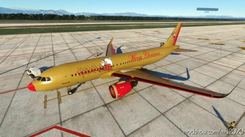 MSFS 2020 A32NX Livery Mod: A32NX Flybywire A320Neo Christmas (Featured)