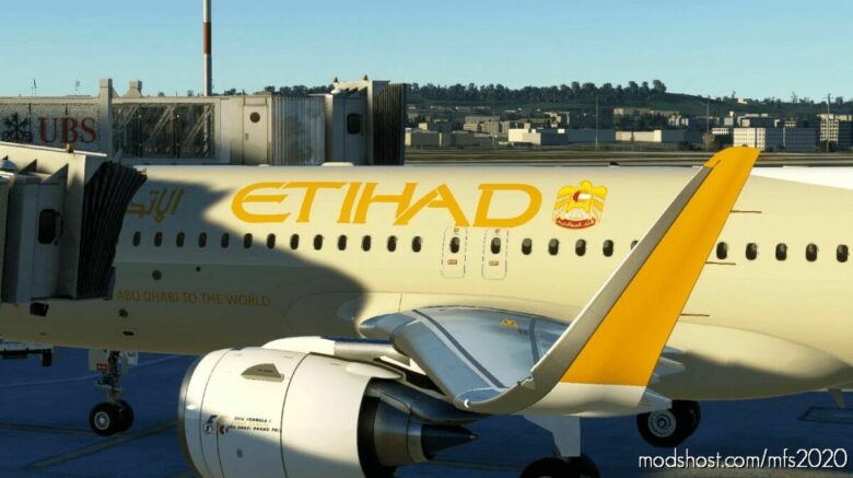 MSFS 2020 A32NX Livery Mod: A32NX Etihad Airways A6-Eih 8K (Featured)