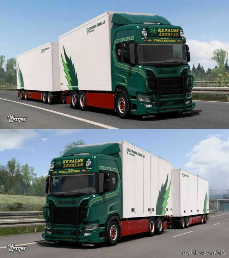 ETS2 Scania Mod: R & S KE Palms Akeri AB Skinpack 1.43 (Featured)