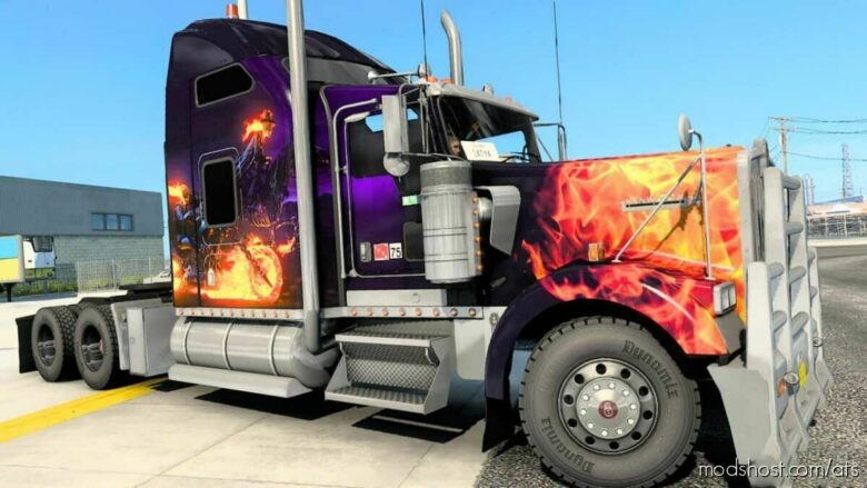 ATS Kenworth Mod: SCS Kenworth W900 Ghost Rider Skin 1.43 (Featured)