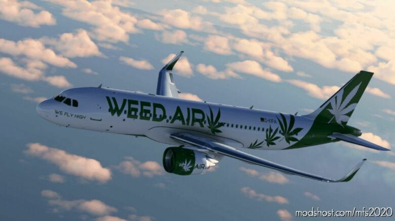 MSFS 2020 A32NX Livery Mod: A32NX FBW Converted A320 Weed.air (Featured)