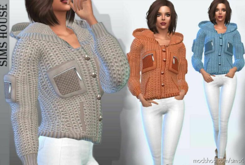 Sims 4 Female Clothes Mod: Women’s Knitted Hooded Jacket (Featured)