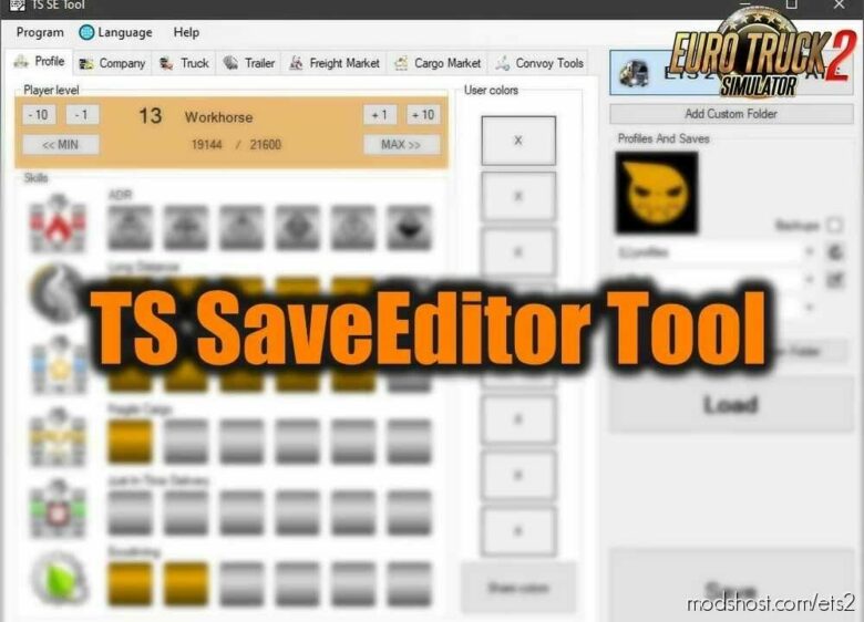 ETS2 Mod: TS Saveeditor Tool V0.2.7.3 1.43 (Featured)