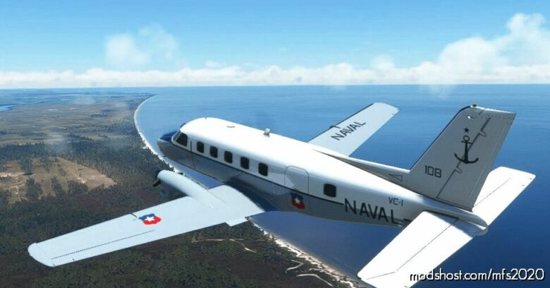 MSFS 2020 Embraer Livery Mod: Chilean Navy Emb-110Cn Bandeirante (Featured)