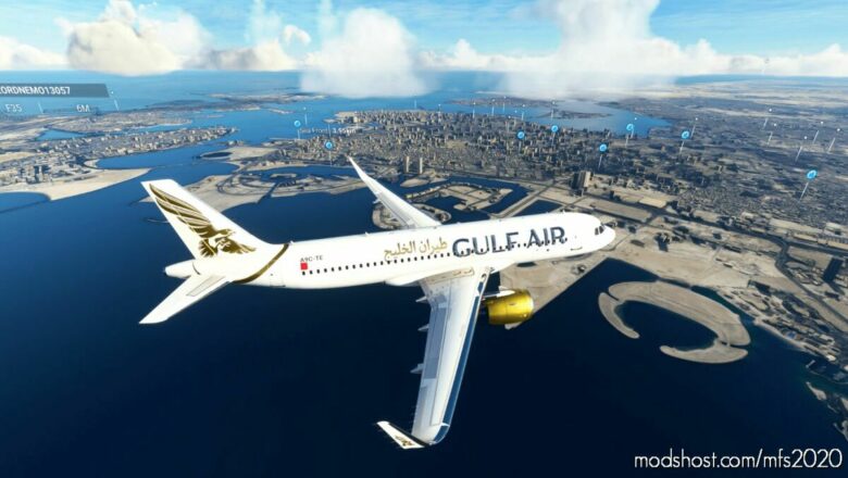 MSFS 2020 A320 Livery Mod: 8K Gulf AIR Airbus A320 NEO (Featured)