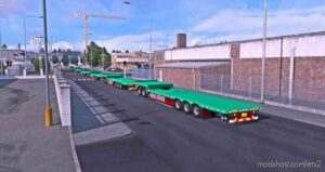 ETS2 Mod: China Green Flatbed Trailer Road Train 1.43 (Featured)