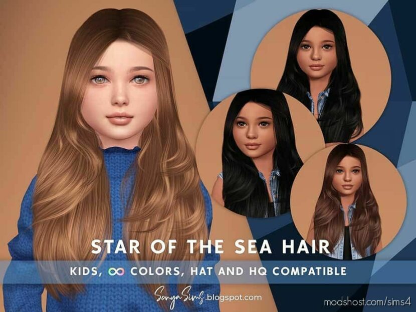 Sims 4 Kid Mod: Star Of The SEA Kids Hair (Featured)