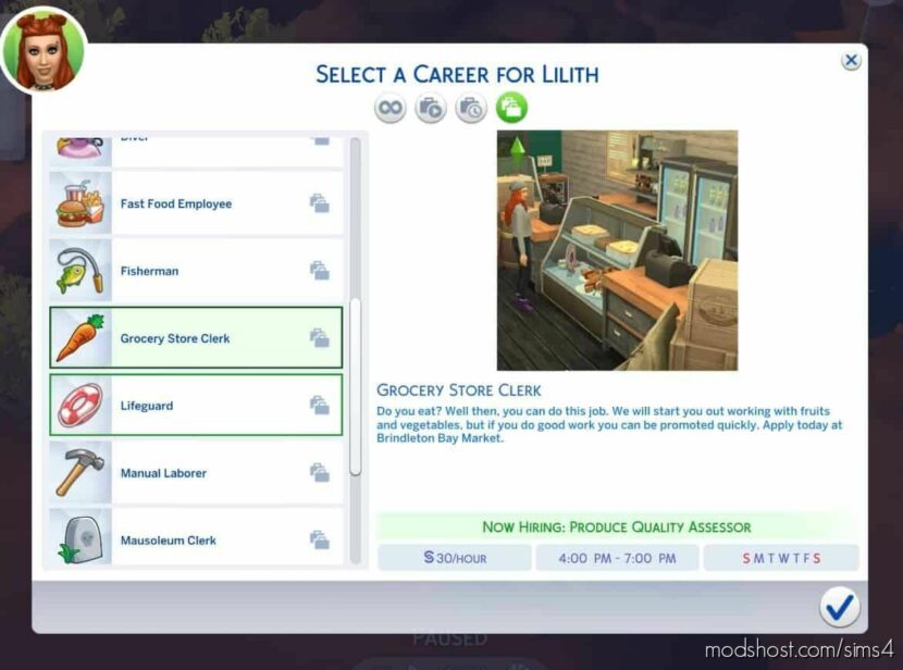 Sims 4 Mod: Grocery Store Clerk (Part-Time) Career (Featured)