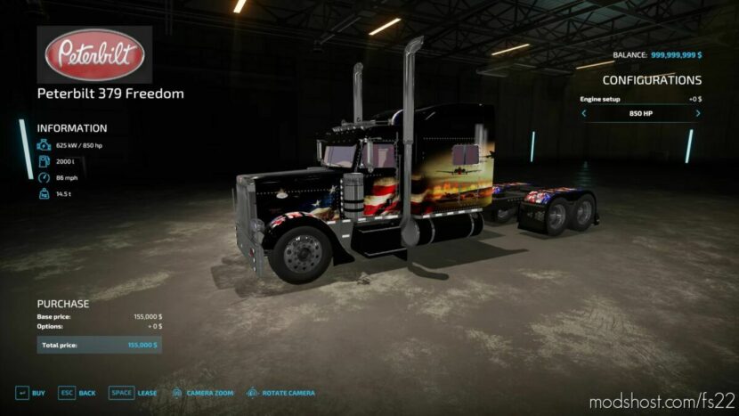 FS22 Peterbilt Mod: 379 Freedom Truck (Featured)