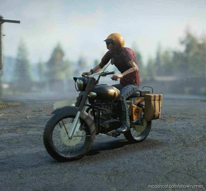 SnowRunner Vehicle Mod: Royal Enfield 500 With Dummy Rider (Featured)