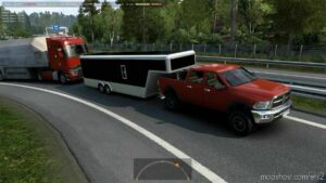 ETS2 Dodge Mod: RAM 2500 + Trailers Hauler And Livestock In Traffic 1.43 (Featured)