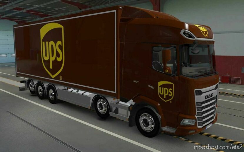 ETS2 DAF Mod: Skin DAF 2021 Tandem VAK UPS 1.43 (Featured)