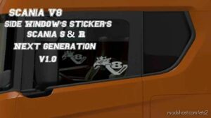 ETS2 Scania Part Mod: V8 Side Windows Stickers Scania S&R Next Generation (Featured)