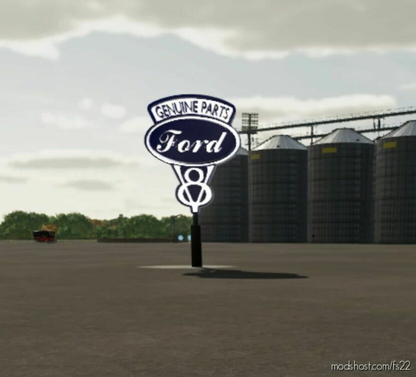 FS22 Ford Placeable Mod: V8 Sign (FS19 Remake) (Featured)