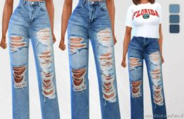 Sims 4 Female Clothes Mod: Full Ripped Trendy MOM Jeans (Featured)