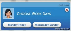 Sims 4 Mod: 5 DAY Work Week: Choose Your OWN Work Hours (Image #5)