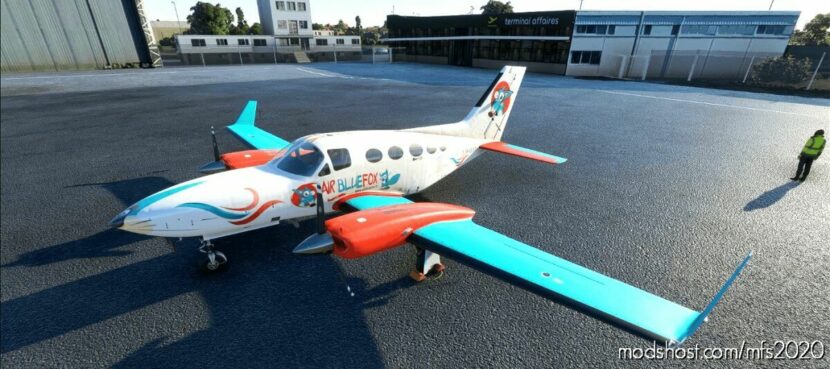 MSFS 2020 Cessna Livery Mod: AIR Bluefox VA- Cessna 414 Chancellor (Featured)