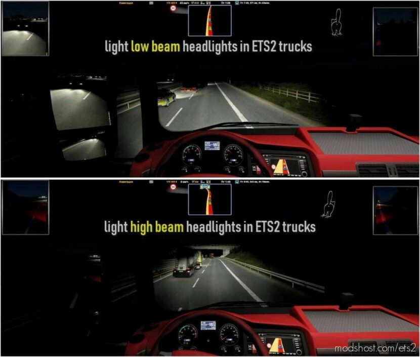 ETS2 Headlights Part Mod: Light Headlight Change 1.43 (Featured)