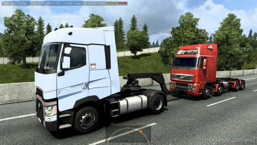 ETS2 Volvo Mod: Towing A Volvo FH16 8×4 To A Service Station Traffic V1.43 (Featured)