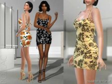 Sims 4 Elder Clothes Mod: Patterned Strap Dress (Featured)