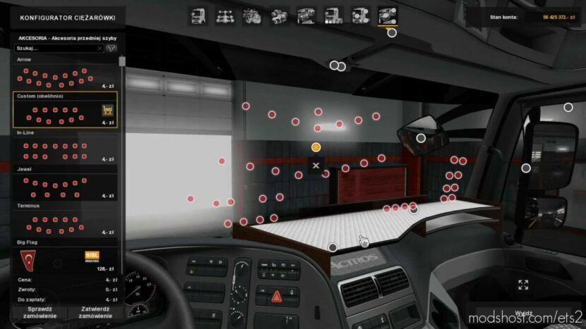 ETS2 Part Mod: Table & Wind-Shield SET For Actros MP3 V26.04 1.44 (Featured)