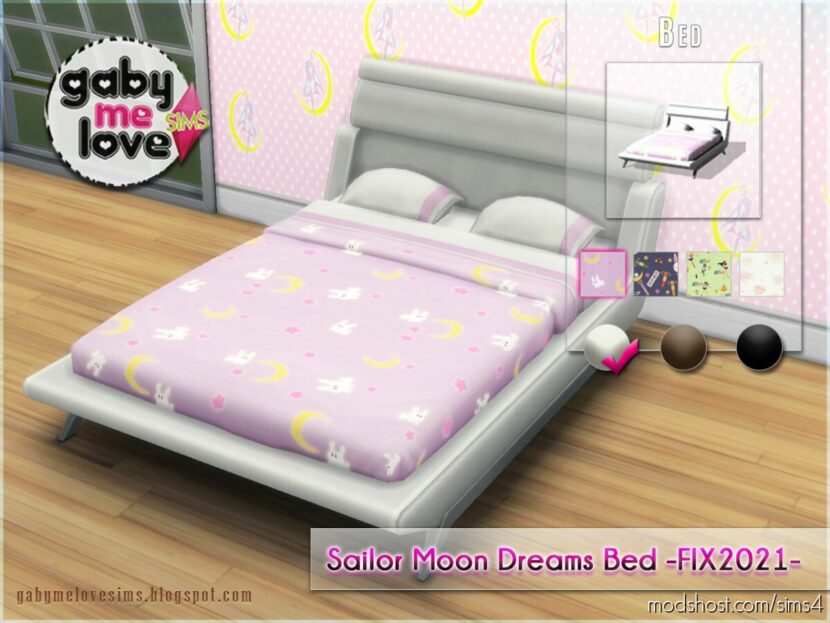 Sims 4 Object Mod: Furnishing: Sailor Moon Dreams Bed ─ Fix 2021 ─ (Featured)