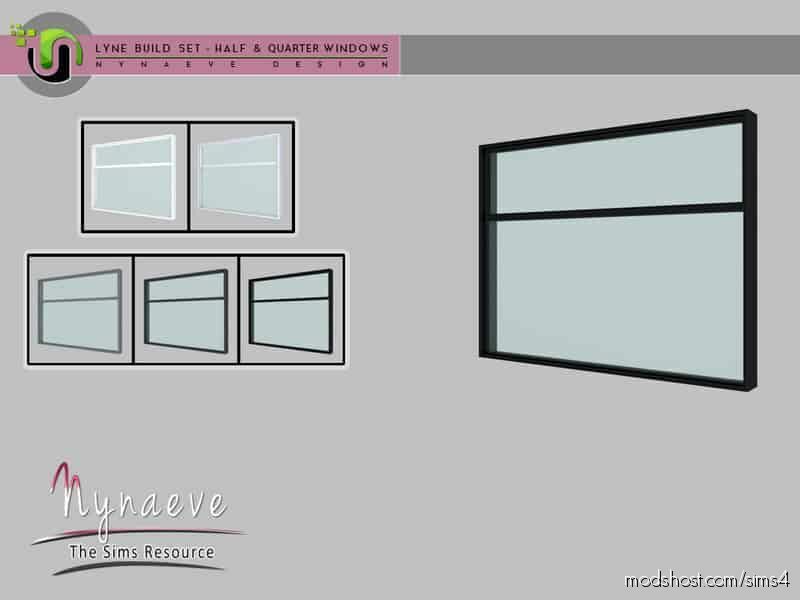 Sims 4 Object Mod: Lyne Build SET – Half Wall Window – 2×1 Closed (Featured)