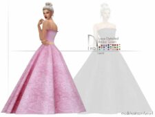 Sims 4 Female Clothes Mod: Lace Detaied Bridal Gown (Image #3)