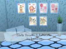 Sims 4 Recolor Mod: Girls Room ART By LLS (Featured)