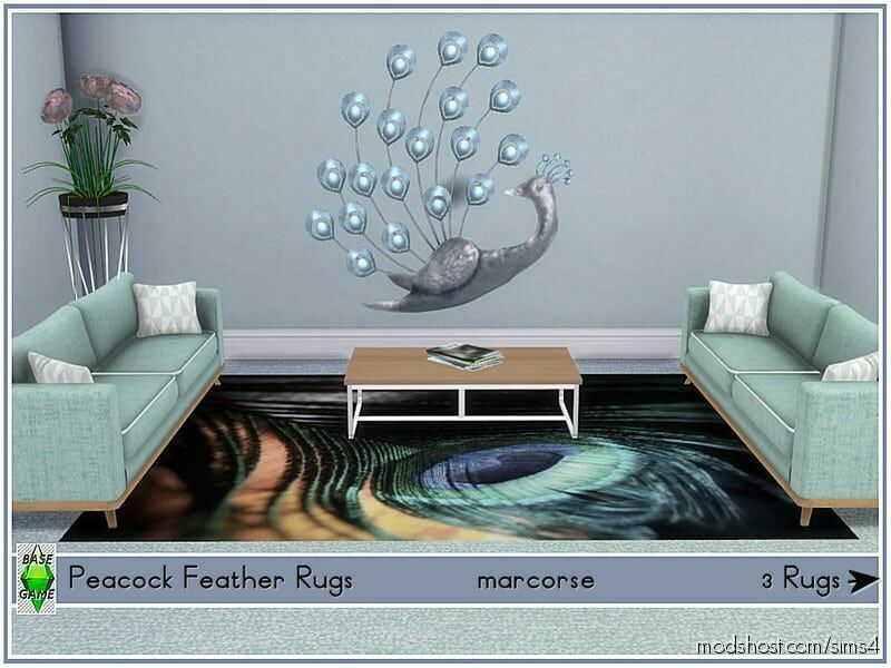 Sims 4 Recolor Mod: Peacock Feather Rugs Marcorse (Featured)