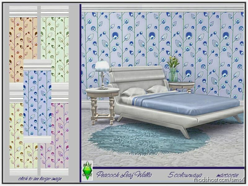 Sims 4 Mod: Peacock Leaf Walls Marcorse (Featured)