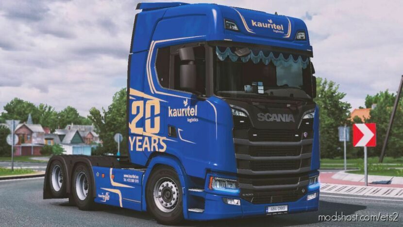 ETS2 Scania Mod: Kauritel Logistics 20 Years Skin For Scania S (Featured)