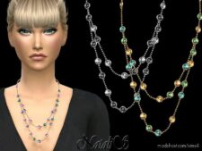 Sims 4 Accessory Mod: Natalis Mixed Gemstones Double Chain (Featured)